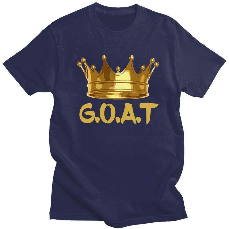 Golden Crown GOAT King TShirt Pure Cotton Tees Shirt Streetwear Tshirts Casual ShortSleeve Clothes For Men Birthday Gift