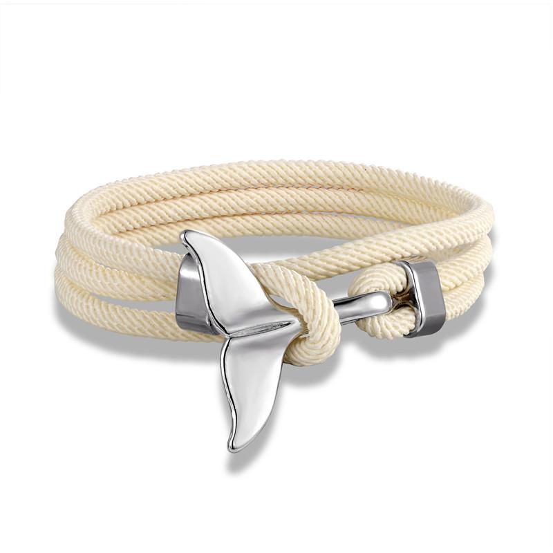 Whale Tail Anchor Bracelets Men Multilayer Charm Rope Chain Bracelet Male Women Navy Wrap Metal Sport Hook