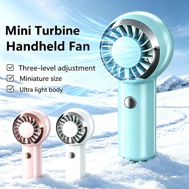 Ultra Light 60g Mini Turbine Fan Portable Handheld Fan Air Cooler 3-Speed Wind Rechargeable Travelling Shopping Camping Fan