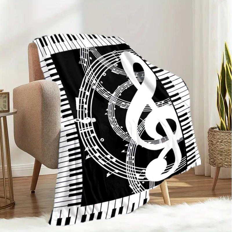1PC Musical Symbols Music Printed Blanket, All Season Lightweight Home Office Outdoor Nap Multifunctional Blanket A19