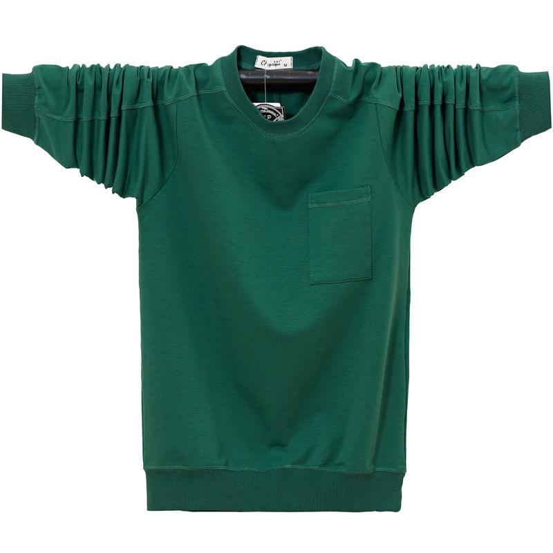 Korean Version of the New Loose Large Men's Warm Casual Sports Lapel Lightweight Soft Anti-wrinkle Breathable Cotton Long-sleeved T-shirt