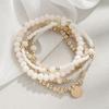 5Pcs Alloy Stretch Bracelets Resin Vacation Jewelry Gift Elegant Beaded Bracelet Set  for Women