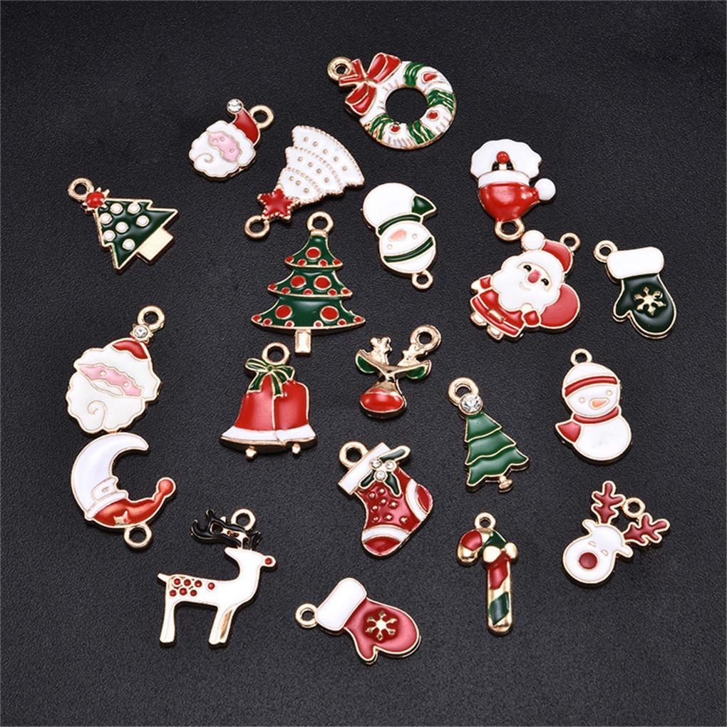 20Pcs Alloy Mixed Color Christmas Pendant Necklace Bracelet Decor Craft DIY Making Jewelry