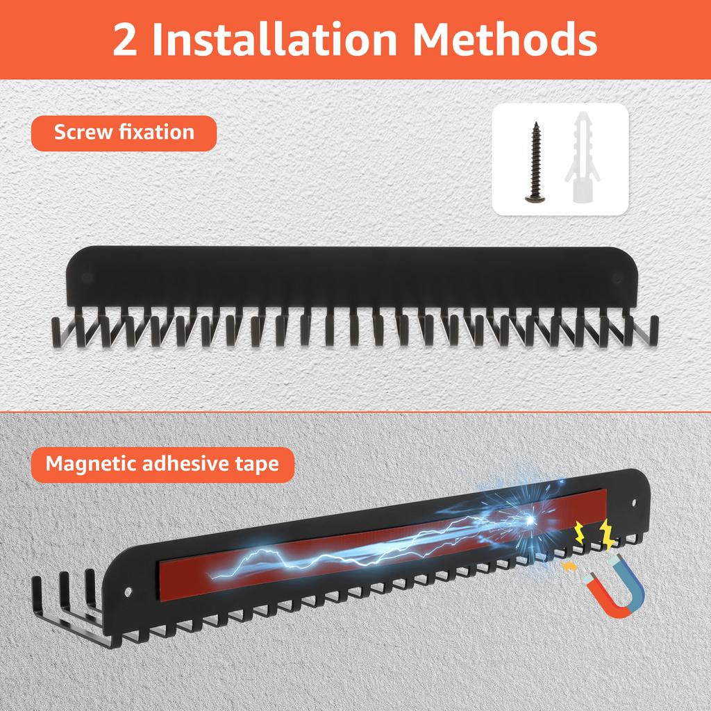 Can Cooler Sleeves Holder Organizer Wall Mounted Magnetic Beer Can Sleeves Storage Rack with 25 Hooks for Fridge Kitchen