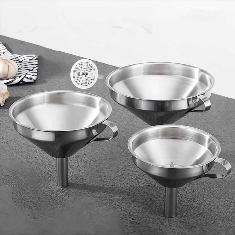 304 Stainless Steel Funnel with Slag Filter Detachable Kitchens Accessories Oil Wine Sub-funnel Mesh Colander Cooking Tools
