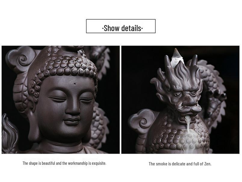 Creative Dragon Tathagata Backflow Incense Burner - Sandalwood & Agarwood Aromatherapy, Indoor Home Decor.