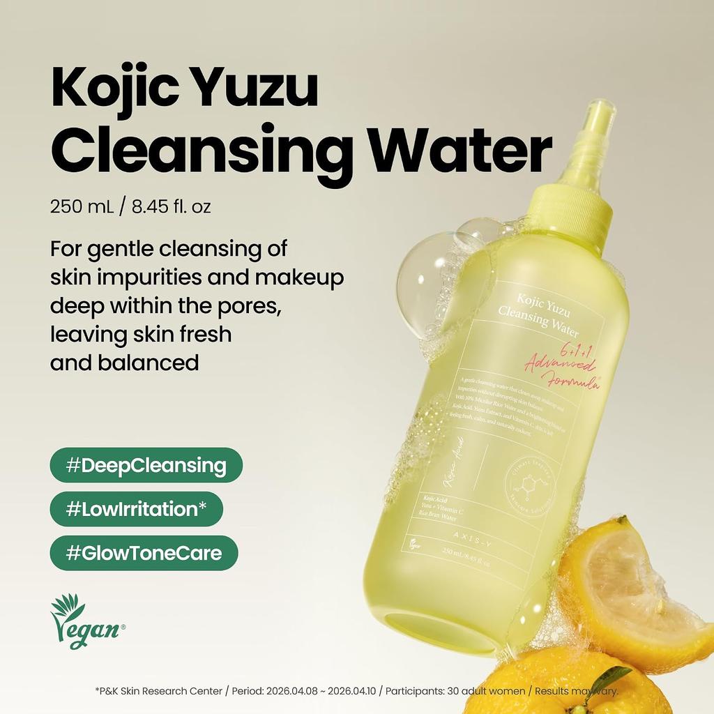 AXIS-Y Kojic Yuzu Cleansing Water Brightening Gentle Makeup & Impurity Cleanser 250ml