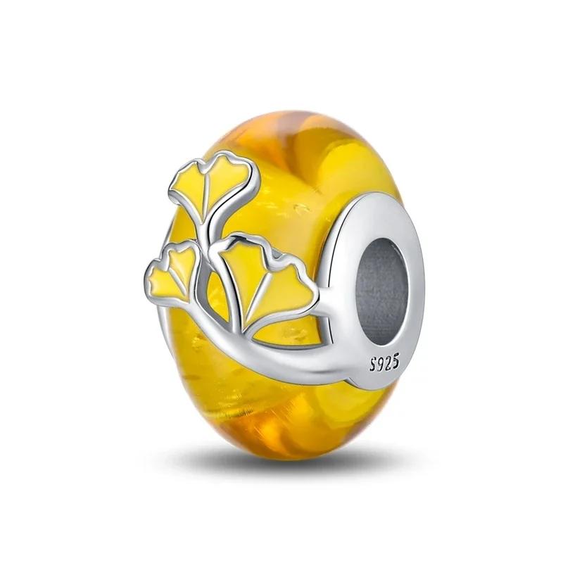 Srebro 925 Szkło Murano Galaktyka Gwiazdy Koniczyna Serce Bąbelki Błyszczące Koraliki Pasują do Bransoletki Charms DIY Biżuteria Dla Mamy