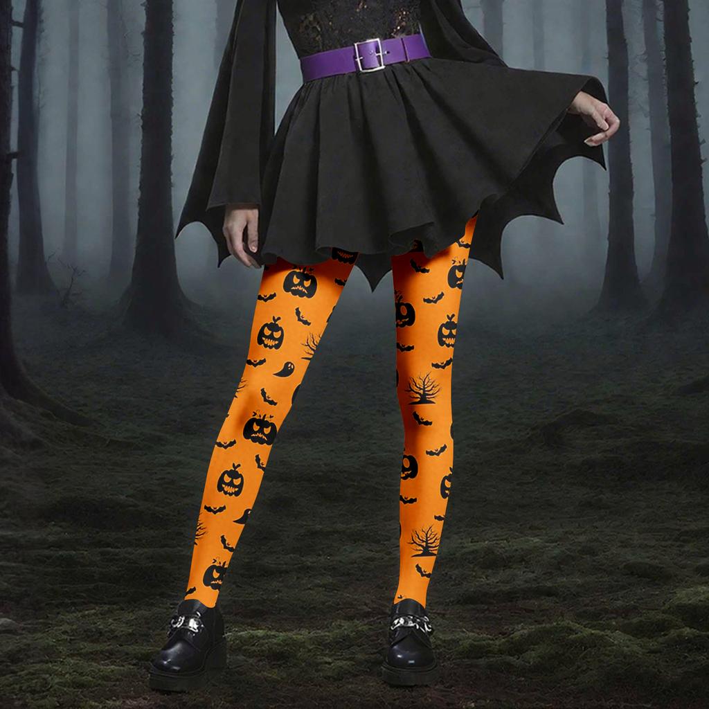 Damen Casual Mode Outdoor Halloween Bedruckte Slim Elastische Yogahose Cropped Hose