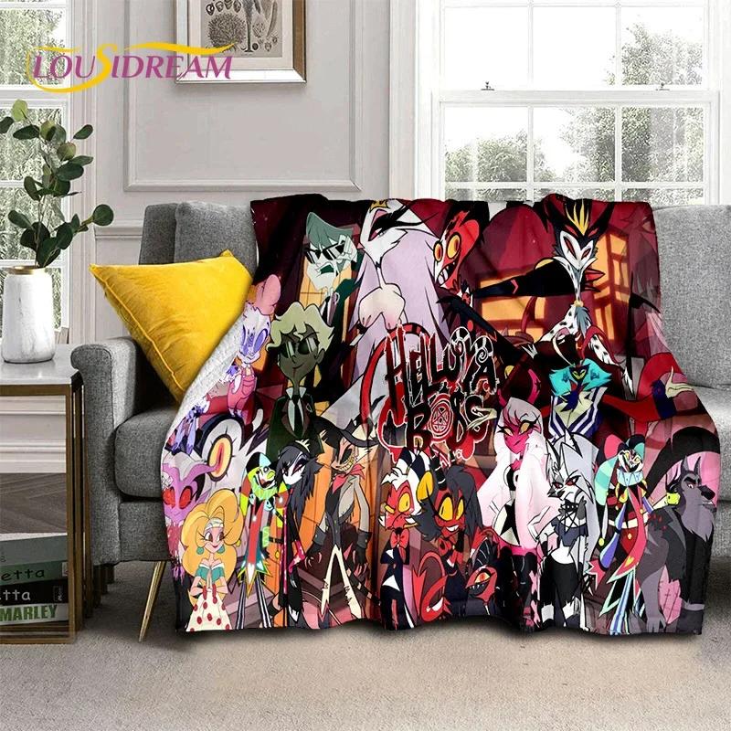 3D H-Helluva Boss Blitzo H-Hazbin Hotel Cartoon Blanket,Soft Throw Blanket for Home Bedroom Bed Sofa Picnic Office Cover Blanket