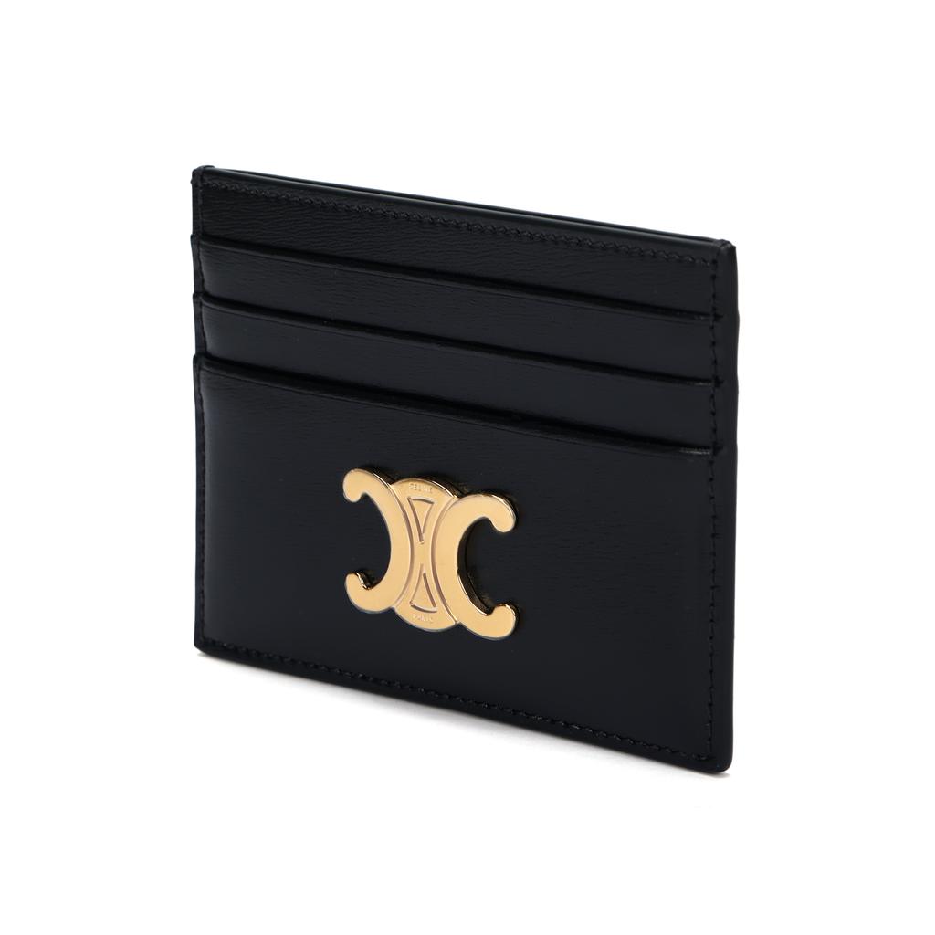 Celine Triomphe Calfskin Card Holder Women Accessories Black 10L833DPV-38NO