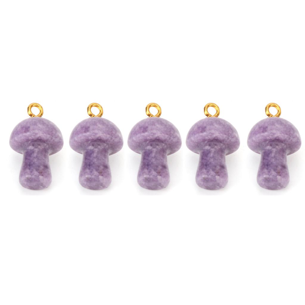 5pcs Crystal Mushroom Pendant Natural Crystal Hand Engraved DIY Mushroom Charm for Necklace Bracelet Jewelry Making