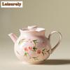 200ml handbemalte Pfirsichblütenknospen Teekanne Japanischer Tee-Aufgusskessel Teekessel mit Kugelöffnung Puer Trinkgeschirr Handwerkliches Geschenk