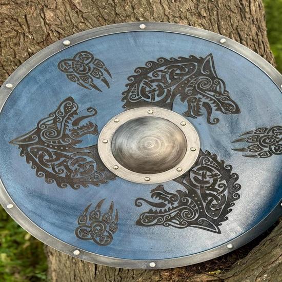 Bouclier Viking en Bois de 45,72 cm, Prêt au Combat, Bouclier Viking Valhalla Cadeau pour Hommes, Bouclier Viking Cosplay, Cadeau Costume d'Halloween Bouclier Nordique