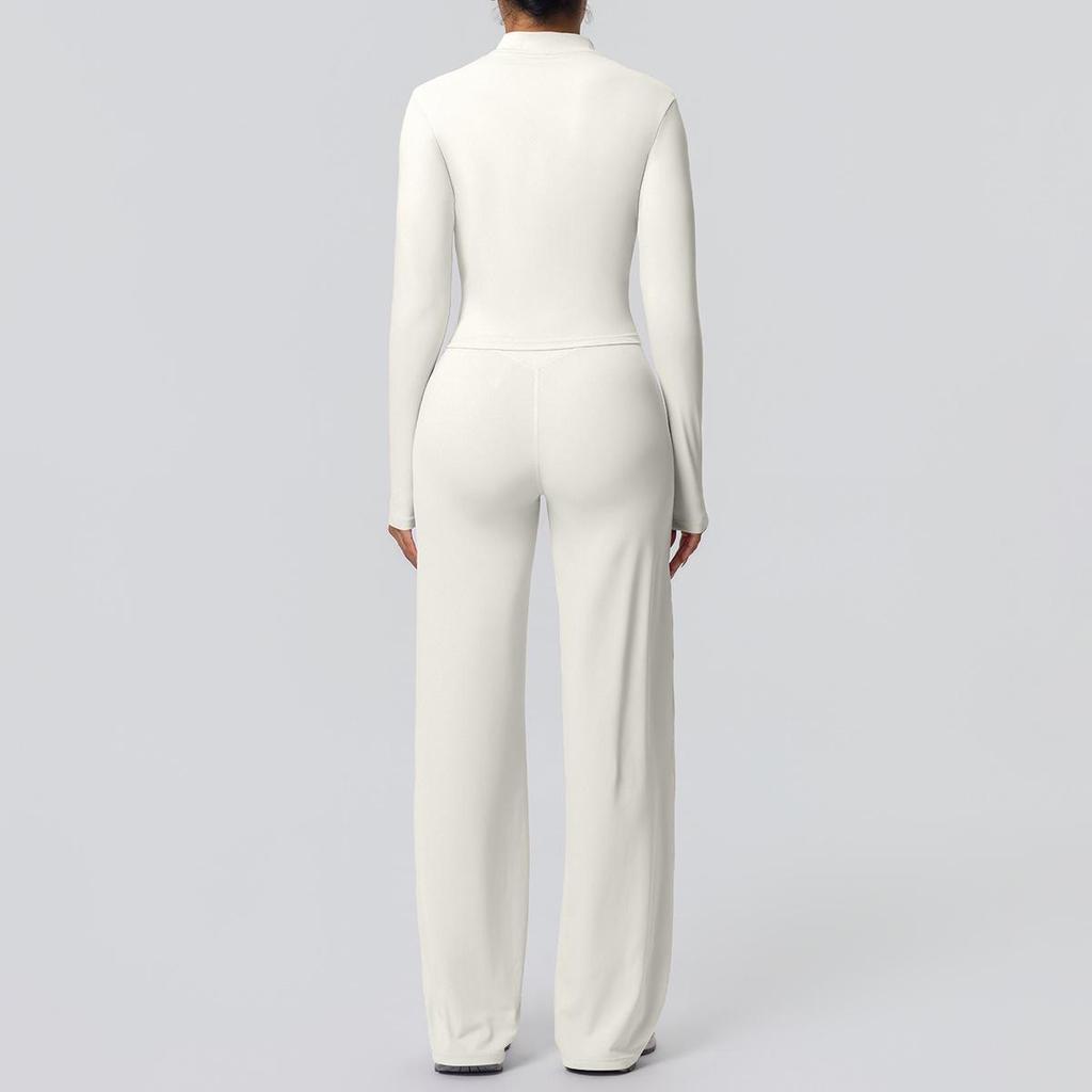 European-American Nude Feel Sports Jacket and Slimming Yoga Pants Set