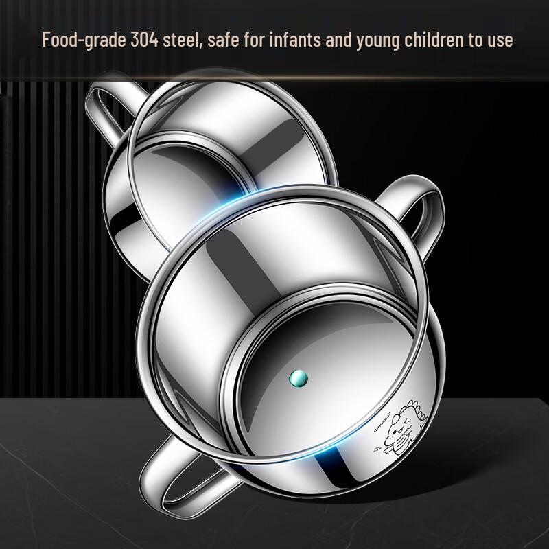 ZISIZ 304 Stainless Steel Cartoon Kids Bowl & Spoon Set