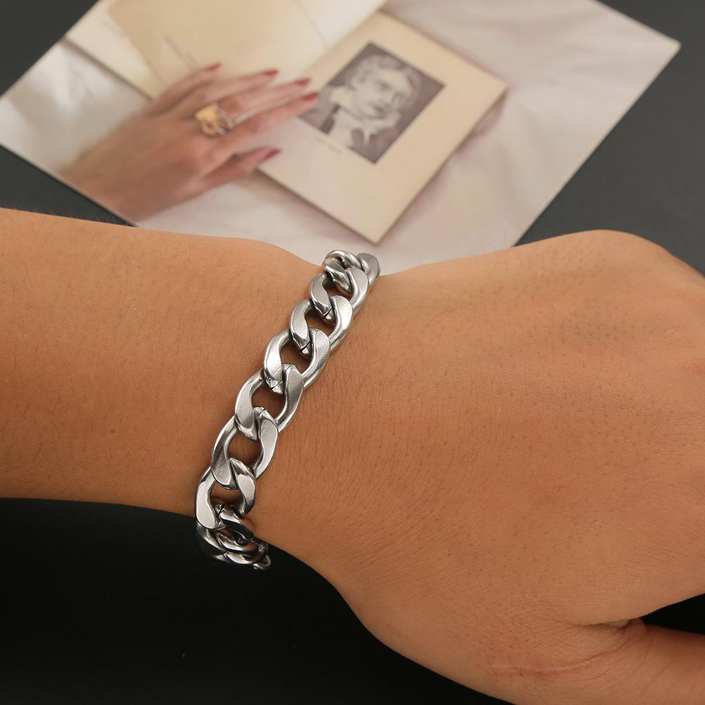 Punk 12mm Curb Cuban Link Chain Bracelet Male Gold Silver Color Stainless Steel Heavy Hand Chains For Men Party Jewelry Gift