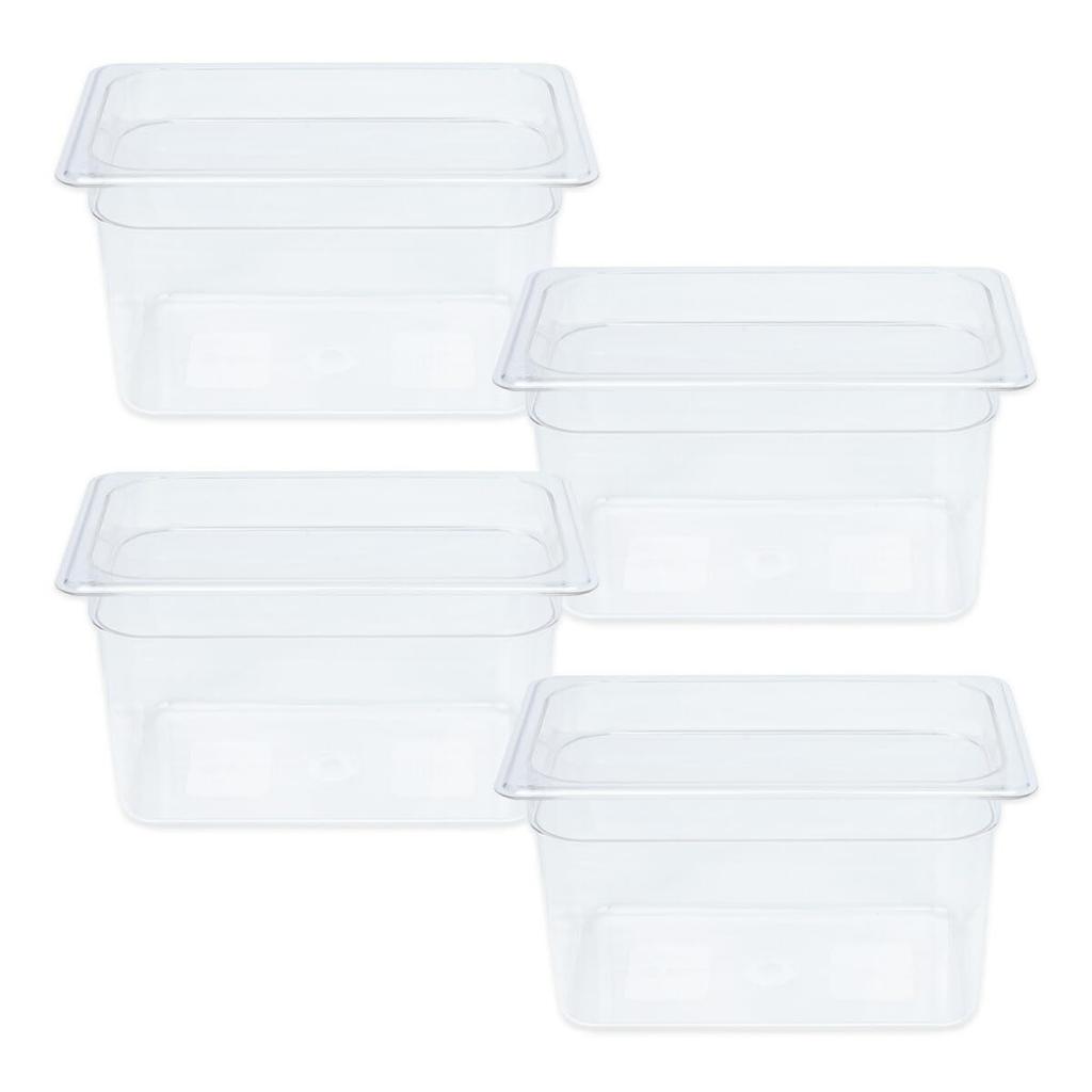 Thunder Group Food Pan Depth 200mm Set of 4 Dishwasher Safe Durable Polycarbonate Commercial Clear 1/3 PLPA8138-4S