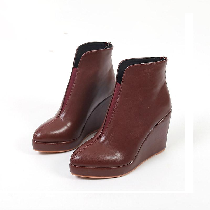  Fashion Chelsea Boots Women Wedges Heel Platform Casual Zipper Slip On Short Boots