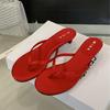 Fashion SUOJIALUN 2025 Summer New Brand Slipper Fashion Narrow Band Slip On Flip Flop Shoes Thin Low Heel Outdoor Dress Sandal Slides Sh