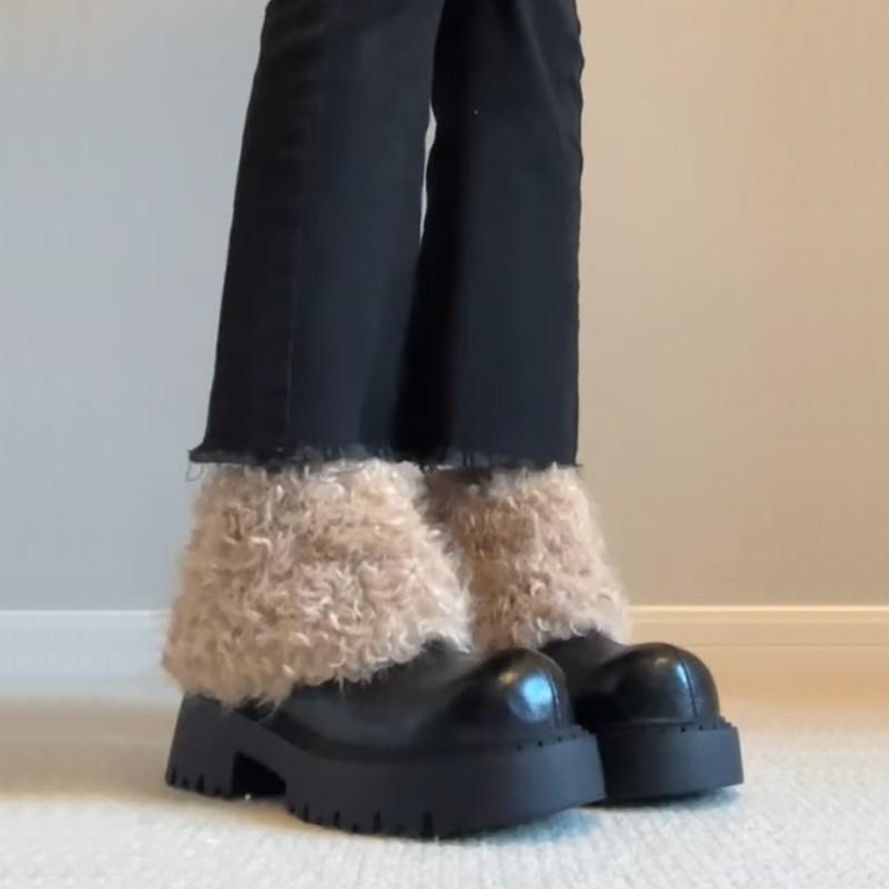 Women's Large Size Soft Sole Heightening Winter Warm Fur One Anti-slip Snow Boots Padded Lined Ankle Boots Outdoor Sports Furry Cotton Boots