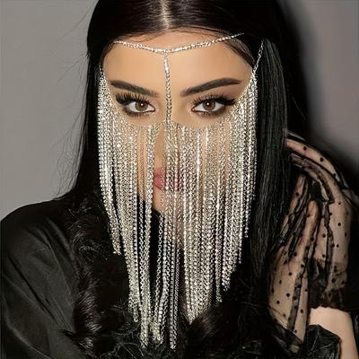 Bestseller elegante & geheimnisvolle Brautmaske mit Strass-Quasten - Vintage-Schleier für die Braut