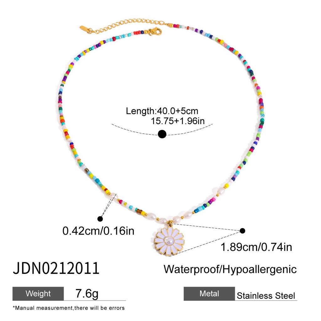 Uworld Beach Ocean Vacation Style 18K Gold Color Stainless Steel Sun Starfish Pendant Necklace Natural Stone Bead Necklace Women