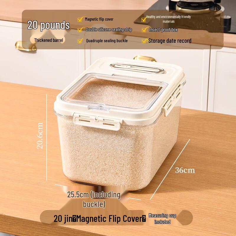 WEZHO 10KG Transparent Moisture-Proof Rice & Pet Food Storage Bin