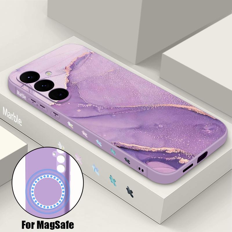 Marble Pattern Magnetic Case For Samsung Galaxy S26 S25 S24 Ultra S23 S24 S25 FE S22 Plus For Magsafe Wireless Charge TPU Cover