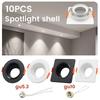 10PCS Square Embedded Adjustable Ceiling Spotlight Kit White Black Round Light Kit Gu10 Gu5.3 Base Cearmic Lamp Holder