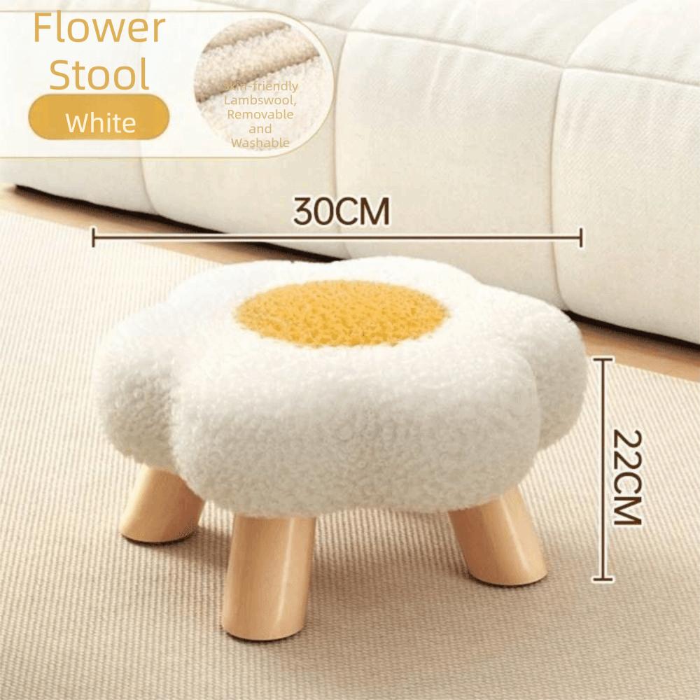 Solid Wood Low Stool Soft Padded Sofa Bench Daily Gift Soft Padded Stool Living Room