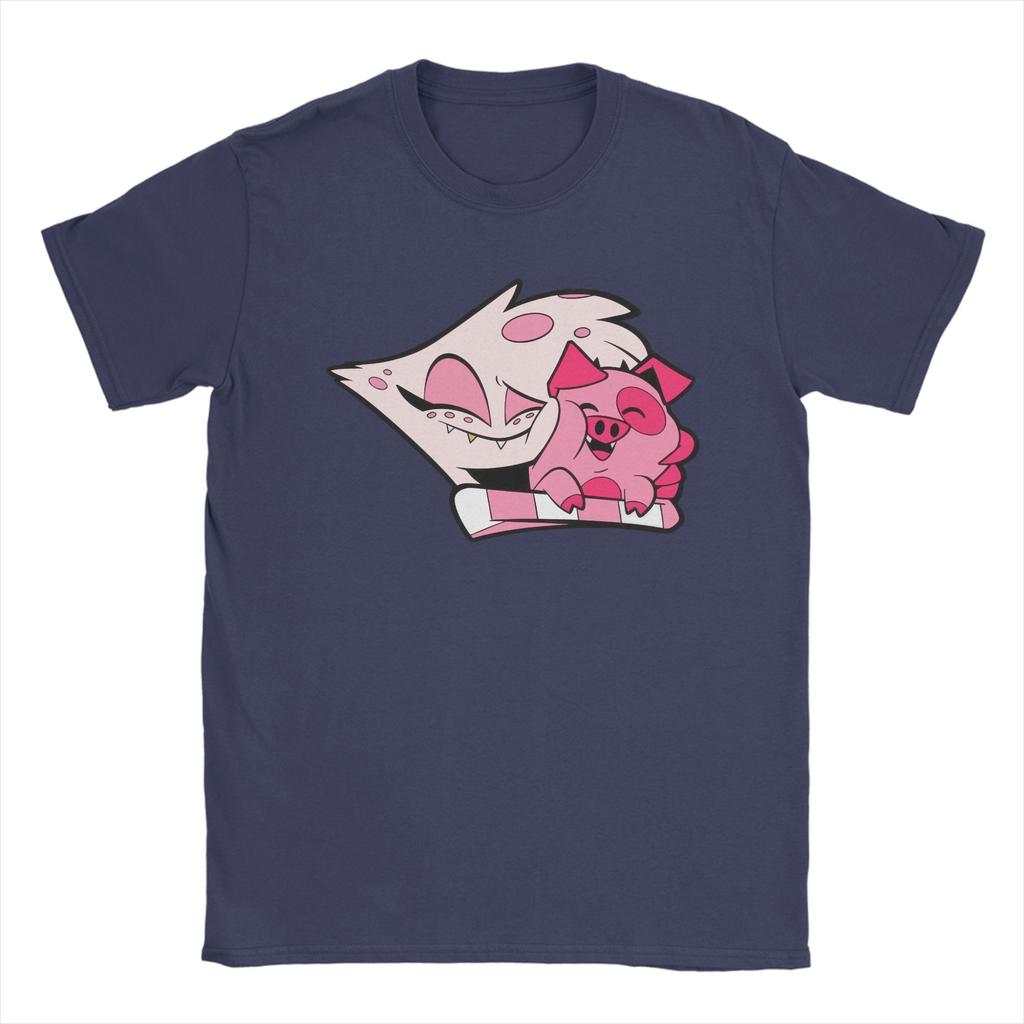 Angel Dust and Fat Nuggets Hazbins Hotels Men T Shirts Vintage Tees Short Sleeve O Neck T-Shirt Pure Cotton Plus Size Clothing