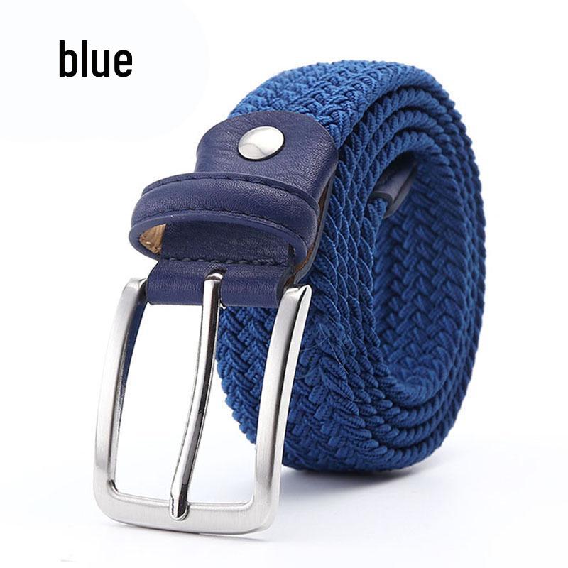 Stylish Men's and Women's Elastic Woven Belt with Pin Buckle