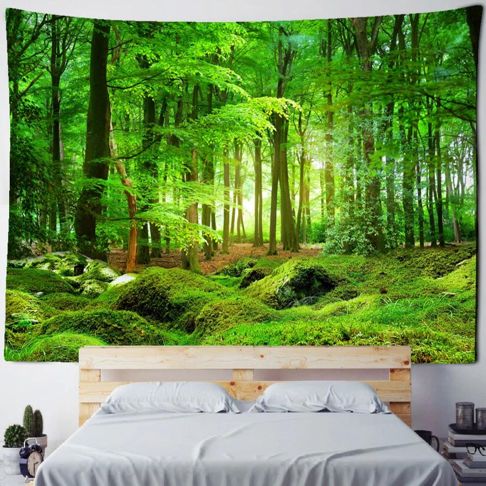 Bamboo Forest Flying Pigeon Path Tapestry Wall Hanging Hippie Tapiz Psychedelic Mystery Simple Natural Home Decor