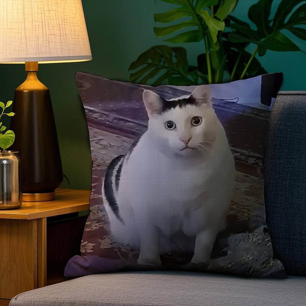 

Cat Funny Memes Pillow Case Anti-dustmite Pillowcase Invisible Zipper Silky Short Plush Sofa Cushion Cover 12x12Inch