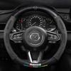 2025 Hot For Mazda 3 5 6 SKYACTIV Axela Atenza CX30 CX5 CX8 CX9 MX5 RX8 RX7 BT50 Carbon Fiber Suede Car Steering Wheel Cover Acc