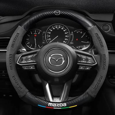 2025 Caliente Para Mazda 3 5 6 SKYACTIV Axela Atenza CX30 CX5 CX8 CX9 MX5 RX8 RX7 BT50 Fibra de Carbono Gamuza Cubierta de Volante de Coche Acc