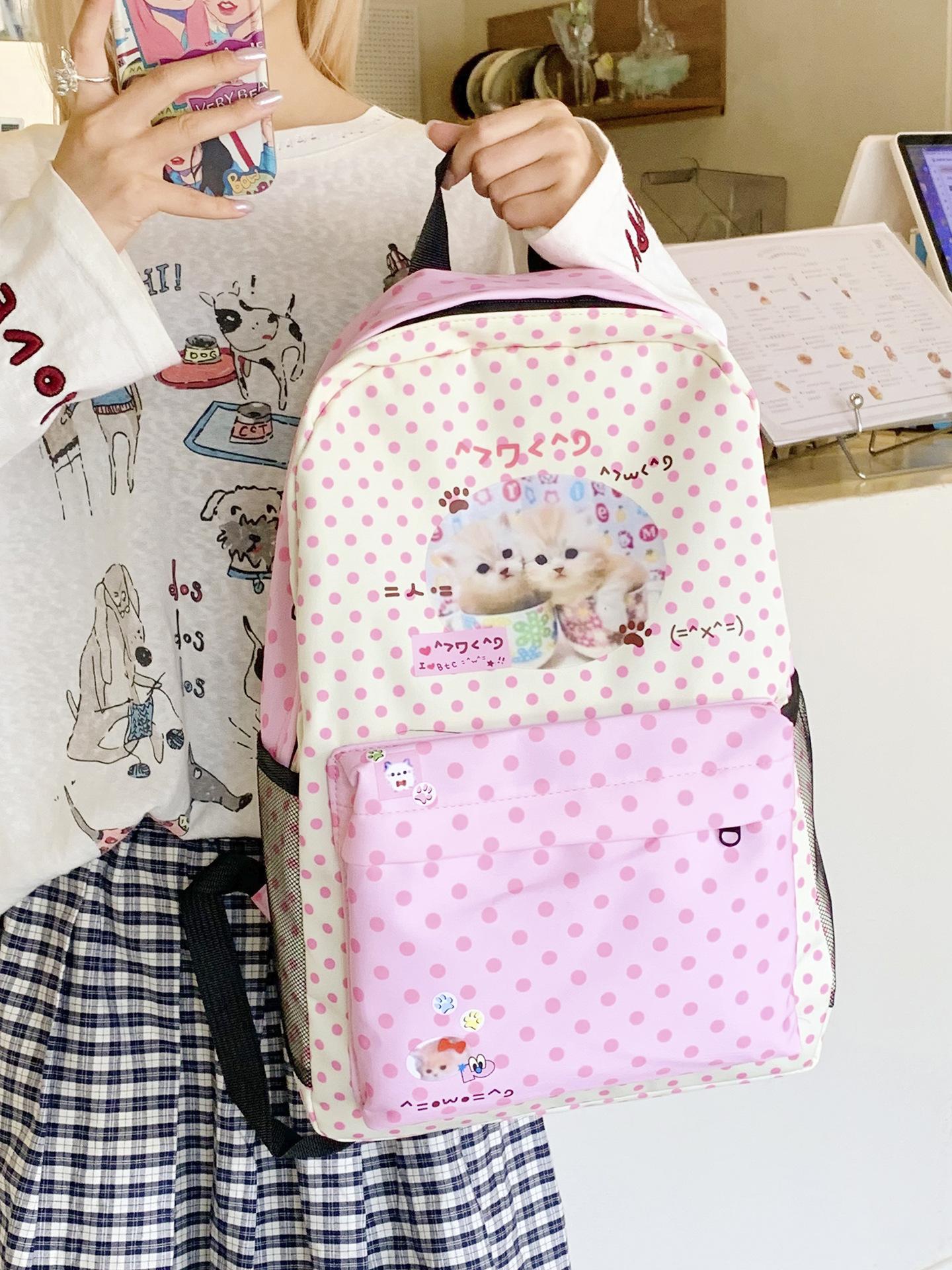 

Милый женский рюкзак, Студенческий рюкзак с принтом, Большой вместимости One Size розовый