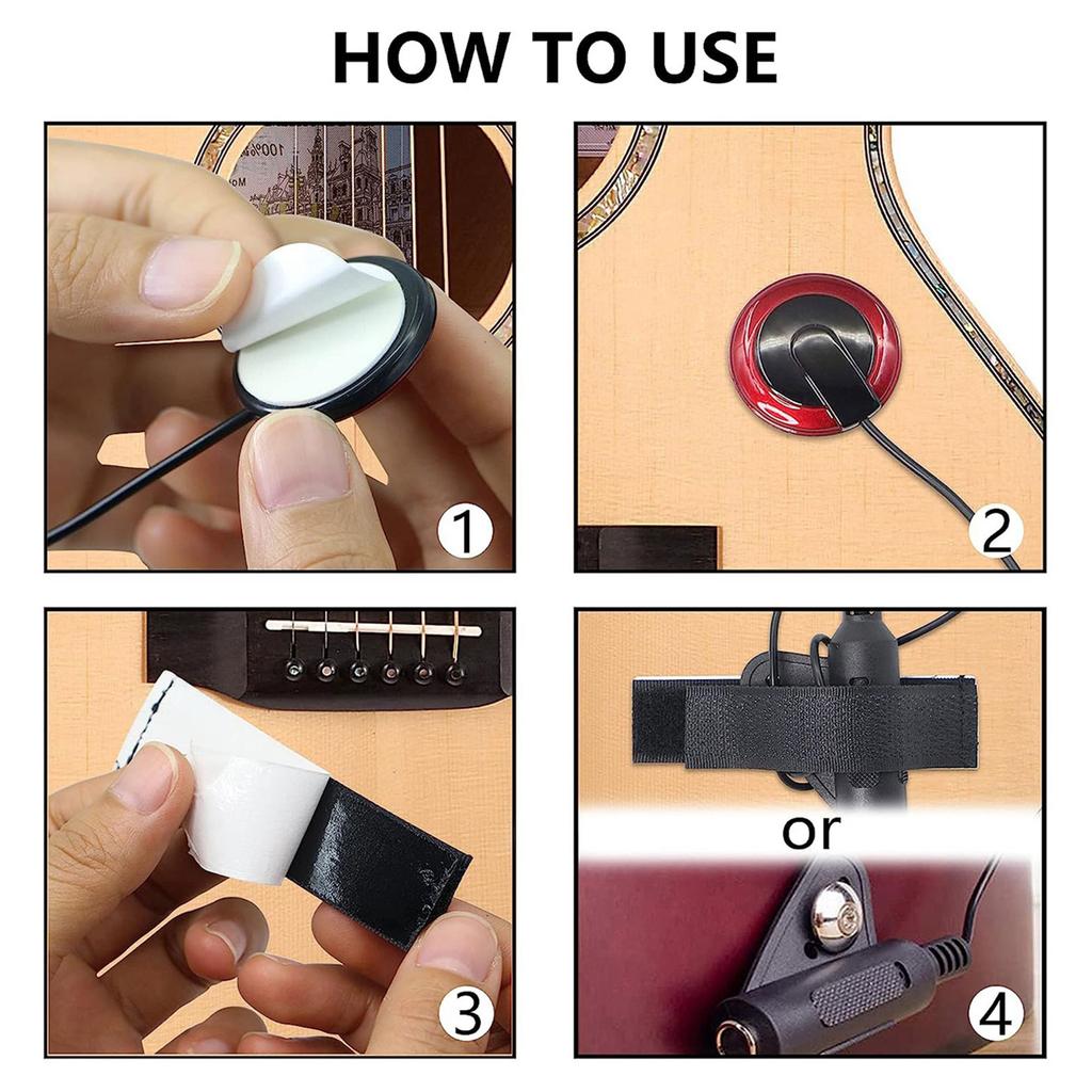 Piezo Guitar Pickup Transducer 6.35mm Transducer Piezo Pickup Tuner for Acoustic Guitar Ukulele Mandolin Part Accessory