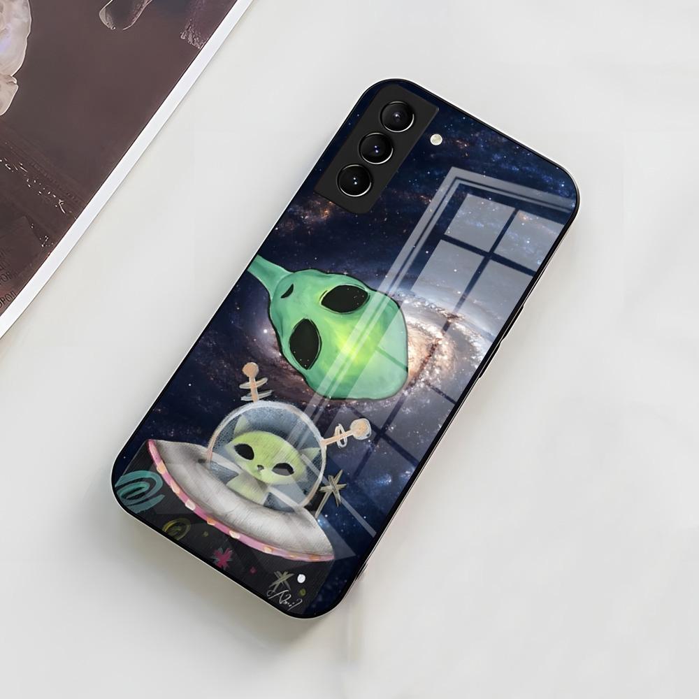 Funny Space UFO Alien Thing Phone Case For Samsung A56 A36 A26 A16 A15 A25 A35 A55 A14 A34 A24 A54 Glass Case