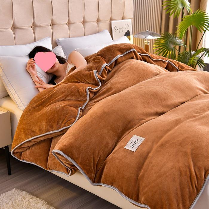 2026 Solid Color Thickened Milk Velvet Flannel Duvet Cover