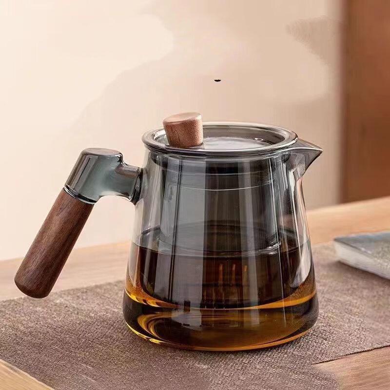 Glass Teapot Set with Wooden Handle