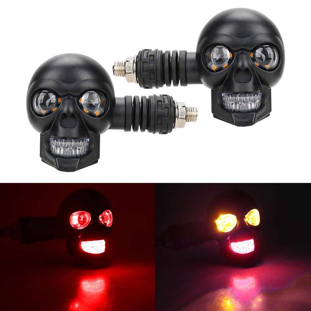 Innovative Skull Head Design Motorcycle Signals Complete Package of 2
