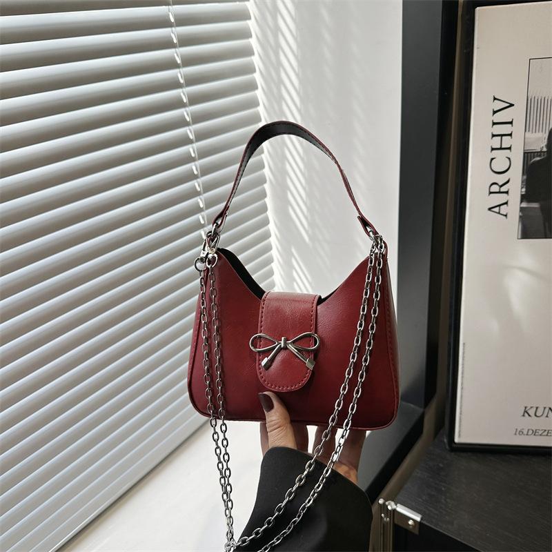 

Весенне-летняя новая однотонная сумка с бантом, красивая сумочка, высокая текстура, темперамент, на плечо, мессенджер, женская сумка красный