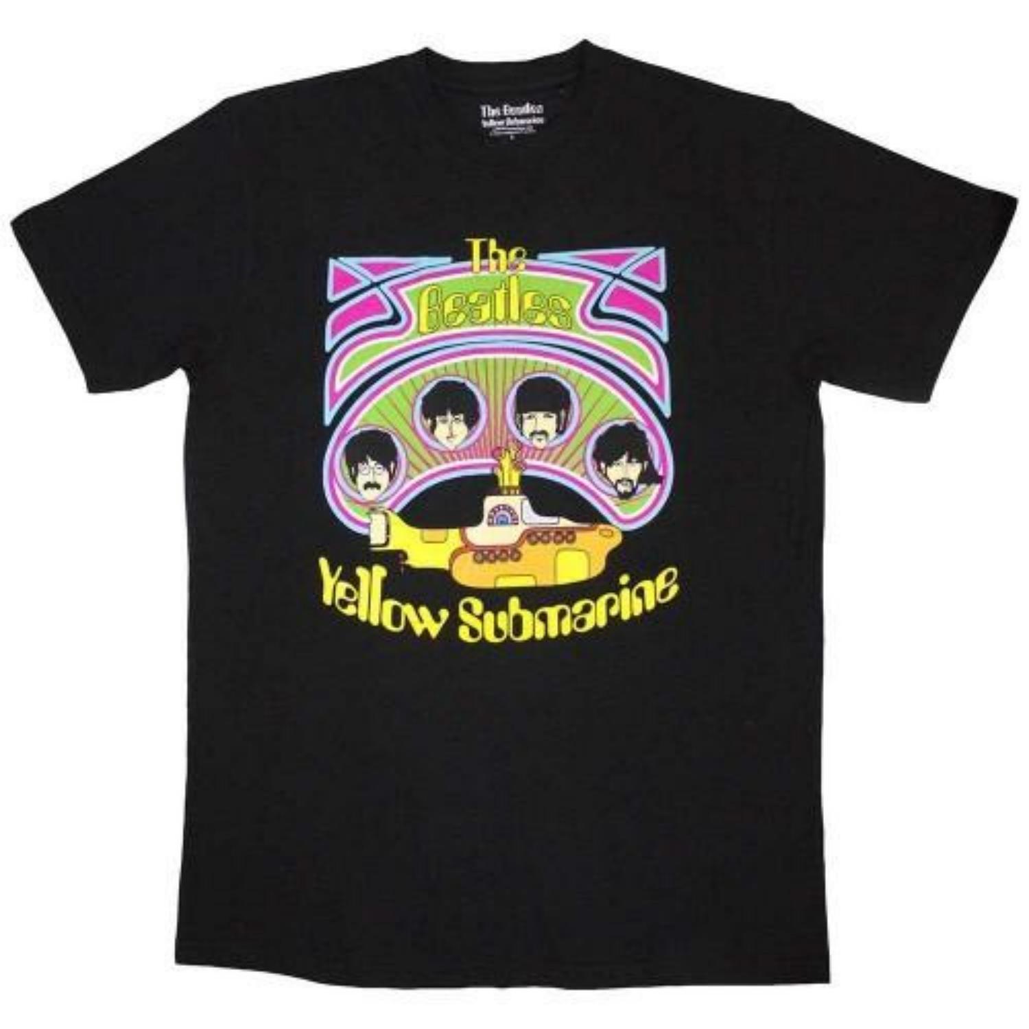 The Beatles Unisex Adult Yellow Submarine Heads In Circles V2 T-Shirt S чёрный