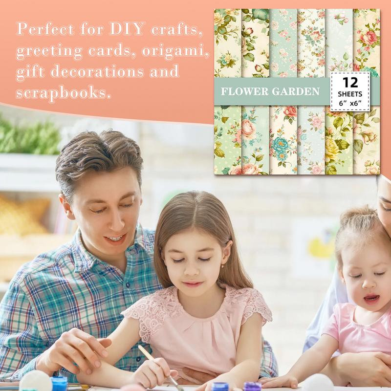Flower Scrapbook Paper 12pcs Aesthetic Patterned Craft Pad Scrapbooking Supplies Decorative Craft Papers For Junk Journal Photo
