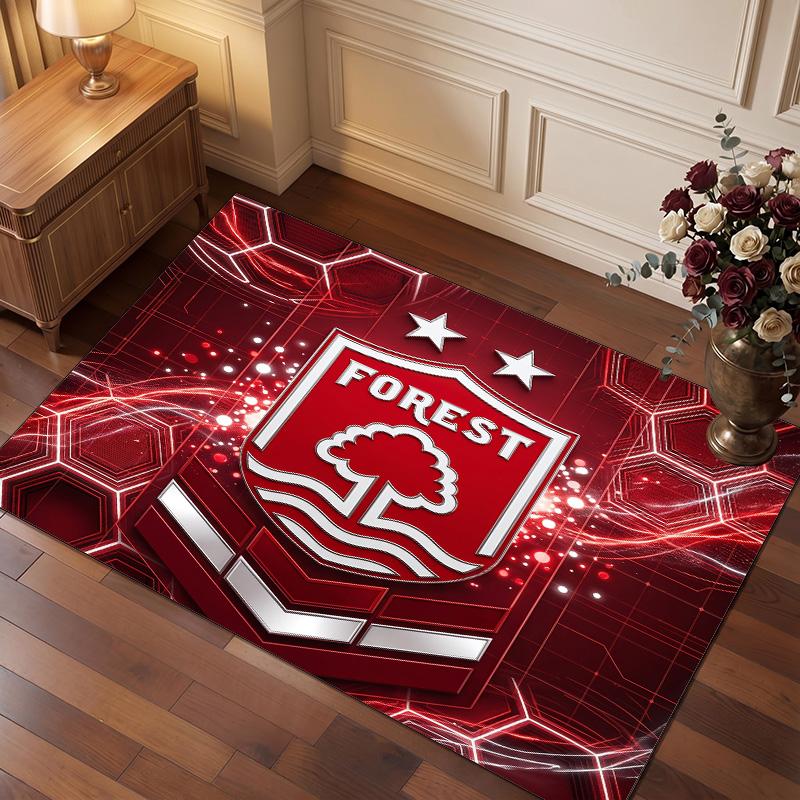 Nottingham Forest Fußball Druck Kristall Samt Teppich, Bequemer Wasserabsorbierender Rutschfester Innenboden Teppich