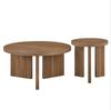 Modern Round Coffee Table Set with Grooved Structure Side Table Coffee Table - Elegance & Functionality for Living Room and Office (2 Pieces)