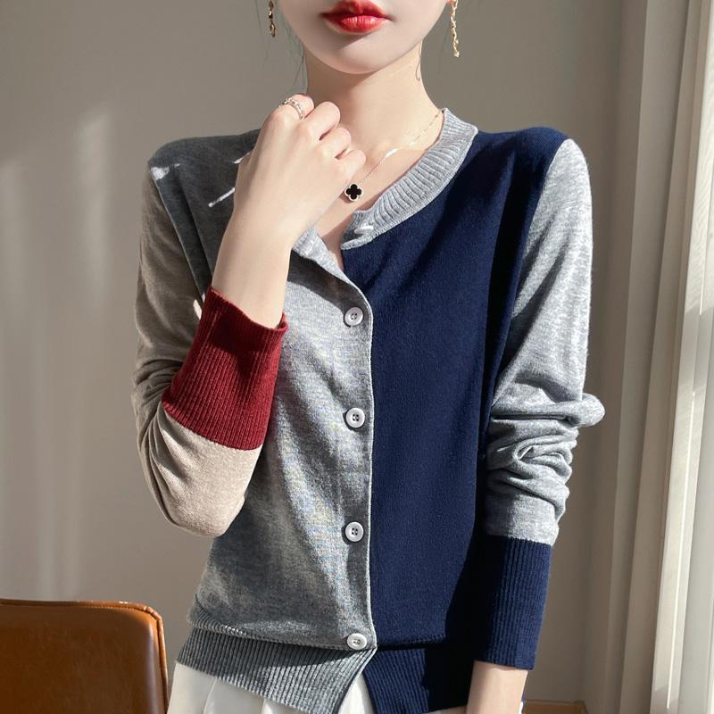 Women's Wool Pullover Qinghe Cashmere 50% Silk 50% Wool Spring and Summer Wool Soft, Comfortable and Warm