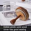 Yousheng Glass Honey Jar 400ml Transparent Sealed Tank with Wooden Lid Dip Sticks Airtight Canister Syrup Dispenser for Home Kitchen Bar